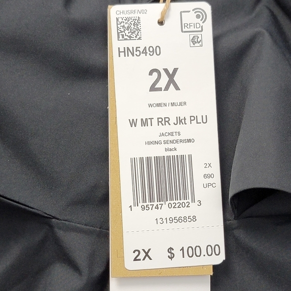 adidas MT RR Jacket PLU Black Women's Size 2X HN5490 Hiking Senderismo New - Picture 4 of 13